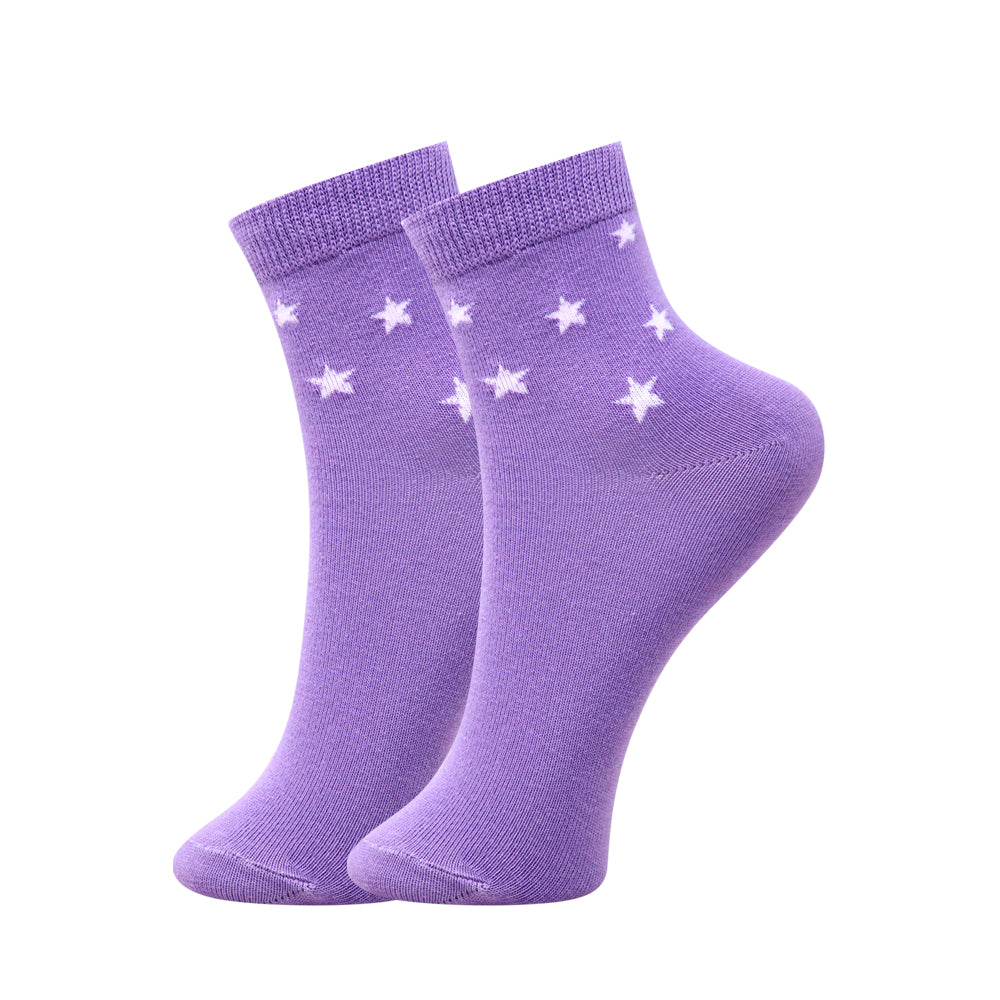 3 Pk Girls’ Heart, Floral & Star Printed Socks