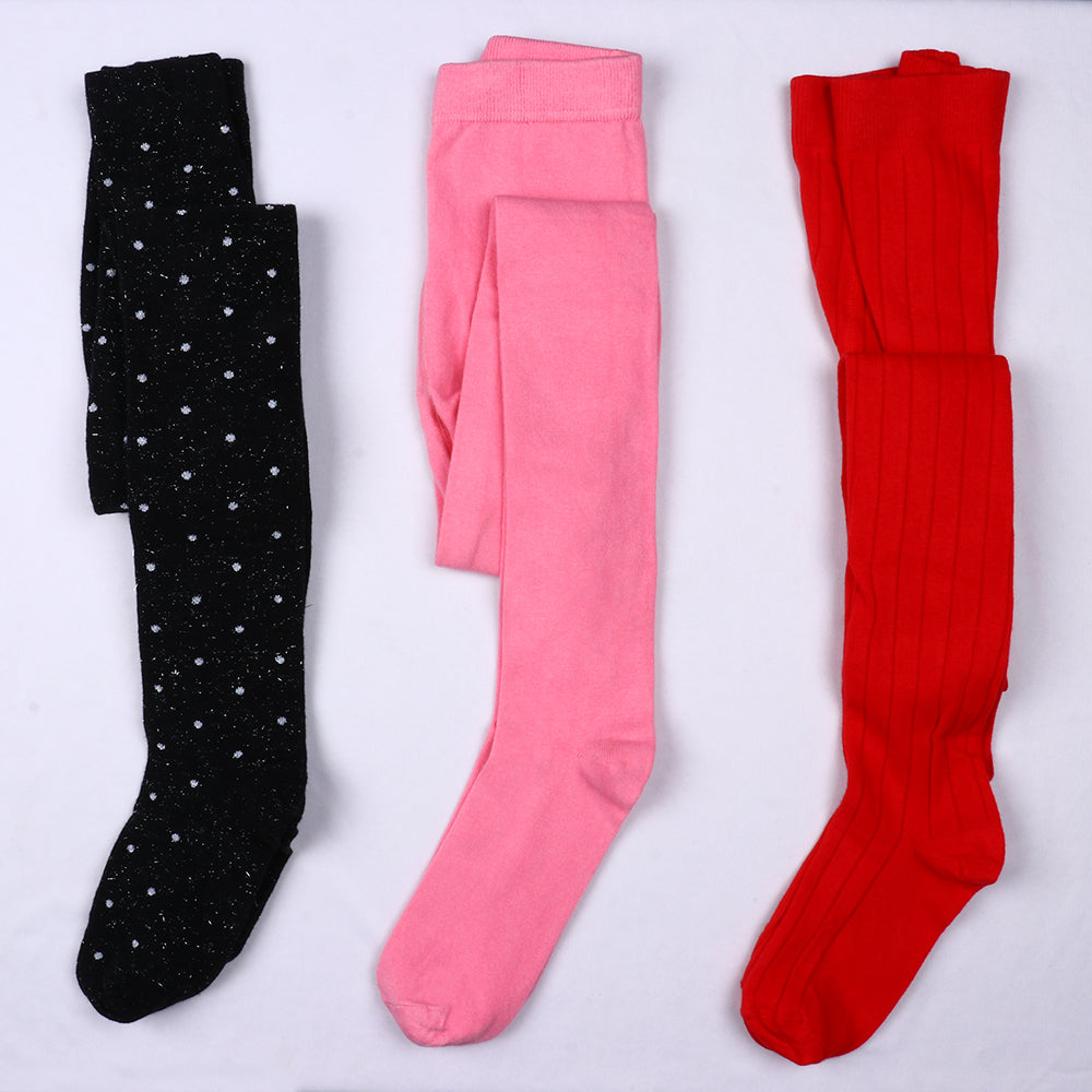 3 Pk Girls' Cotton Stockings Combo Pack