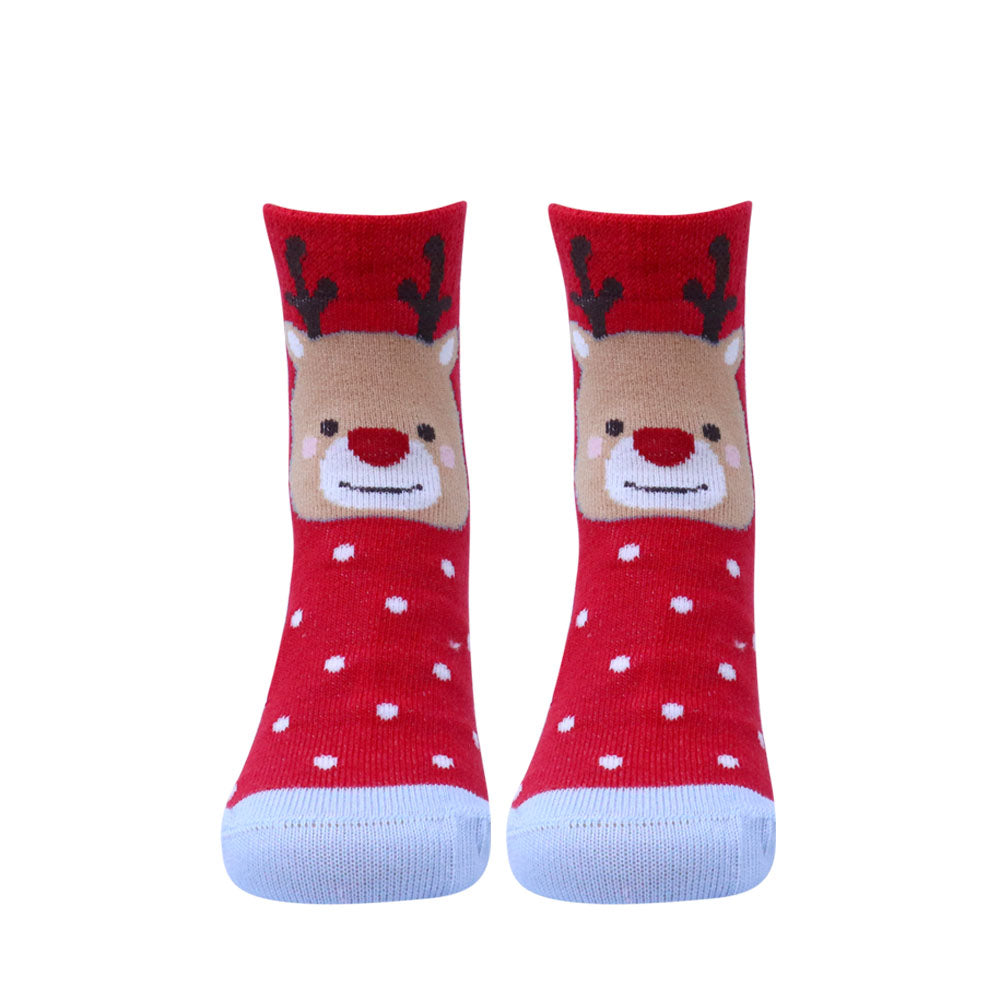 5 Pk Kid's Santa Cartoon Christmas Socks