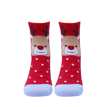 5 Pk Kid's Santa Cartoon Christmas Socks