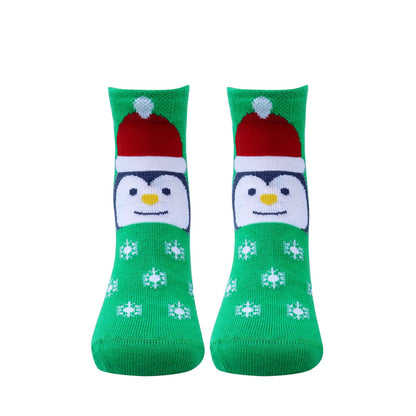 5 Pk Kid's Santa Cartoon Christmas Socks