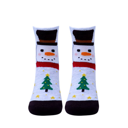 5 Pk Kid's Santa Cartoon Christmas Socks