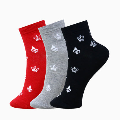 3 Pk Mustang Women’s Crown Pattern Cotton Crew-Length Socks