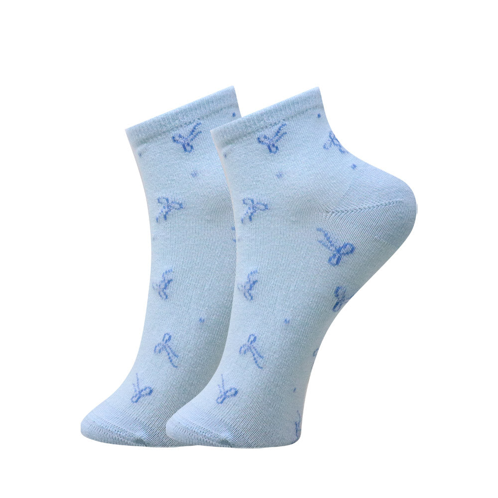3 Pk Women's Cute Crew Socks Graphic, Typography & Bow Print