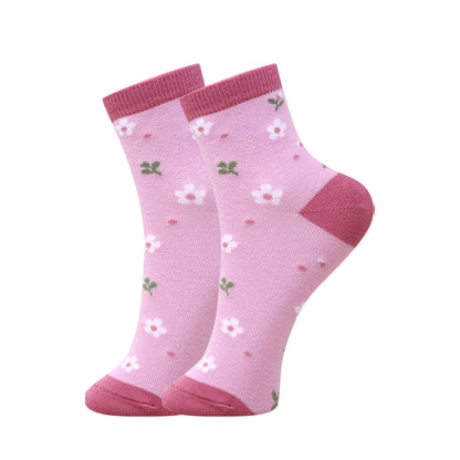 3 Pk Girls Floral & Teddy Bear Crew Socks
