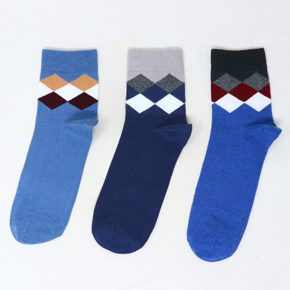 3 Pk Men’s Cotton Rich Argyle Pattern Crew Length Socks