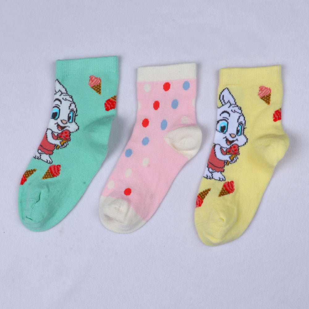 3pk Kids' Fun Printed Short Length Socks