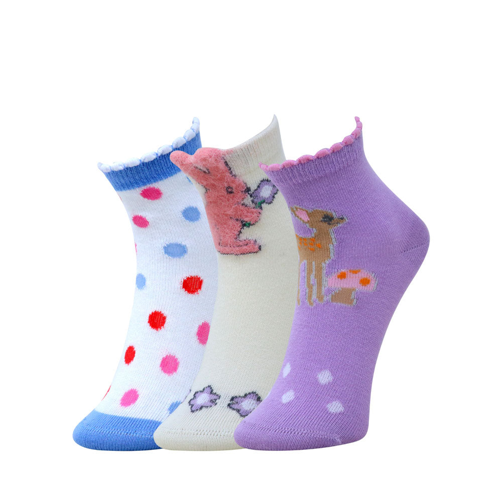 3pk Kids' Cartoon Design Socks