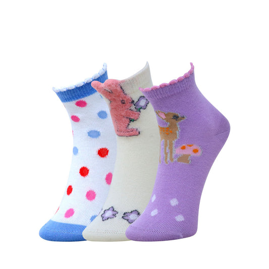 3pk Kids' Cartoon Design Socks