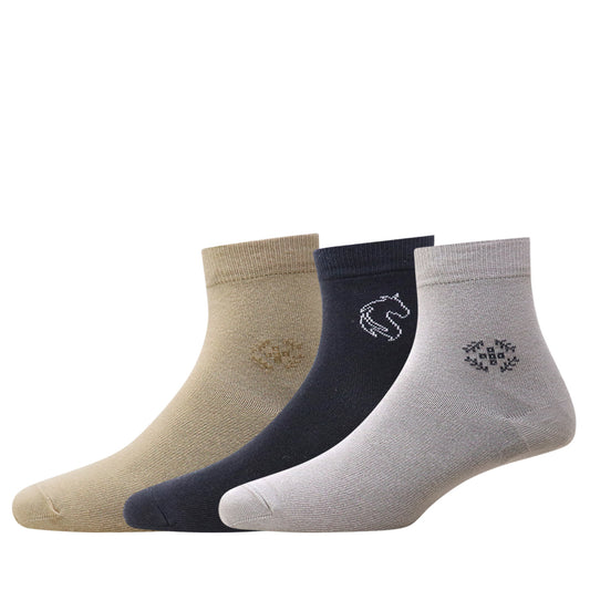 3 Pk Men's Premium Cotton Blend Solid Colour Socks