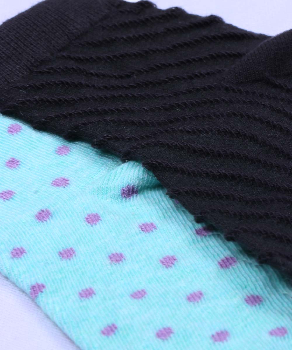 2pk Plain & Polka Dots Angutha Socks