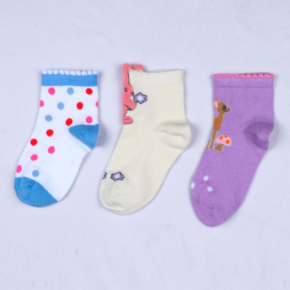 3pk Kids' Cartoon Design Socks