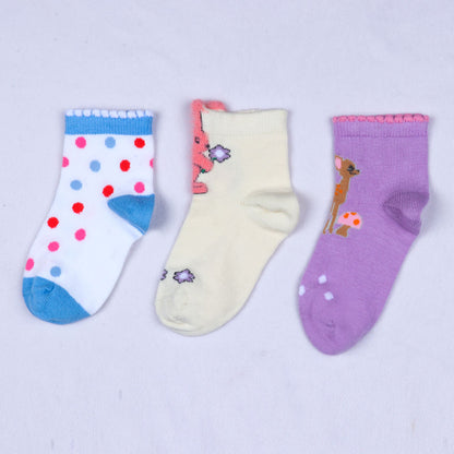 3pk Kids' Cartoon Design Socks