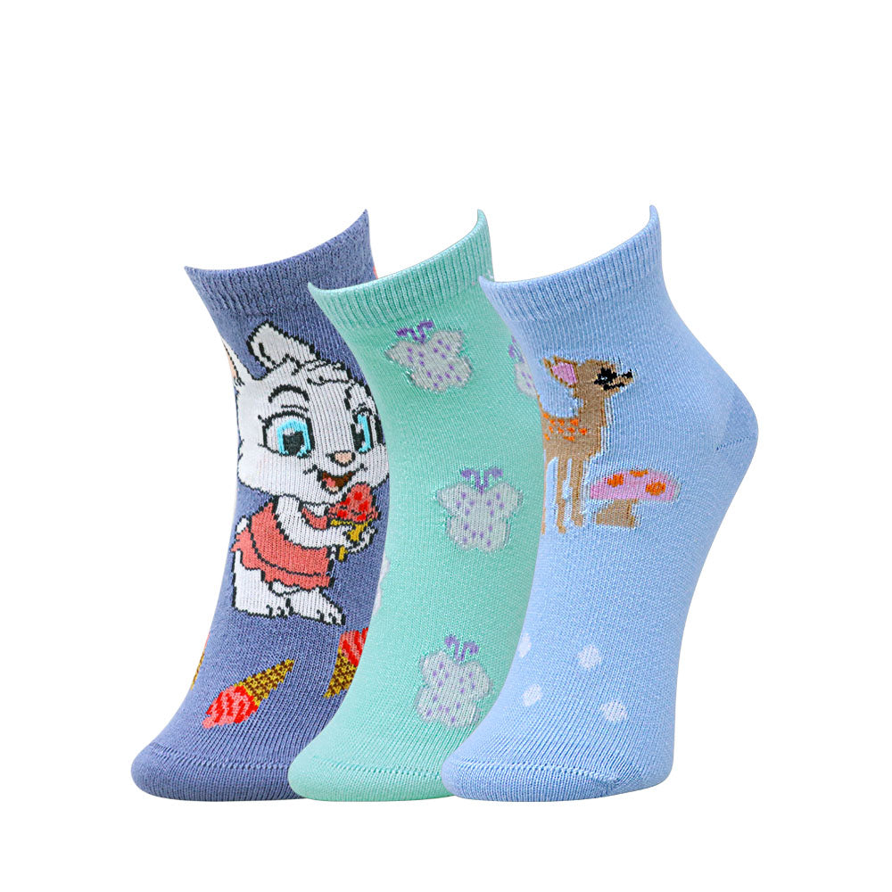 3pk Kids' Cartoon Design Socks