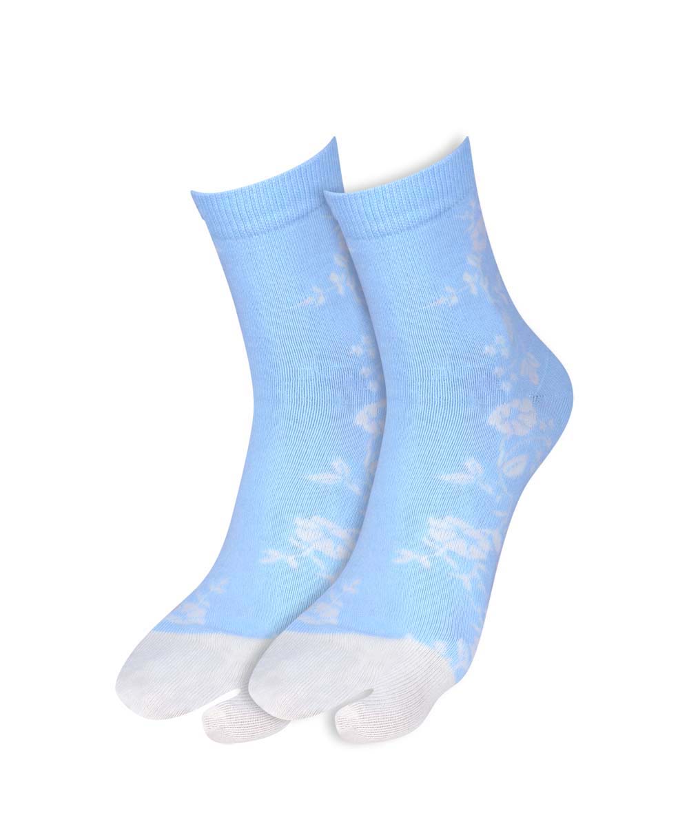 2pk Flower & Self Design Angutha Socks