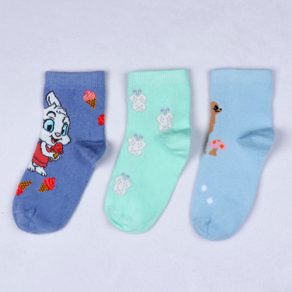 3pk Kids' Cartoon Design Socks