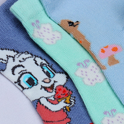 3pk Kids' Cartoon Design Socks