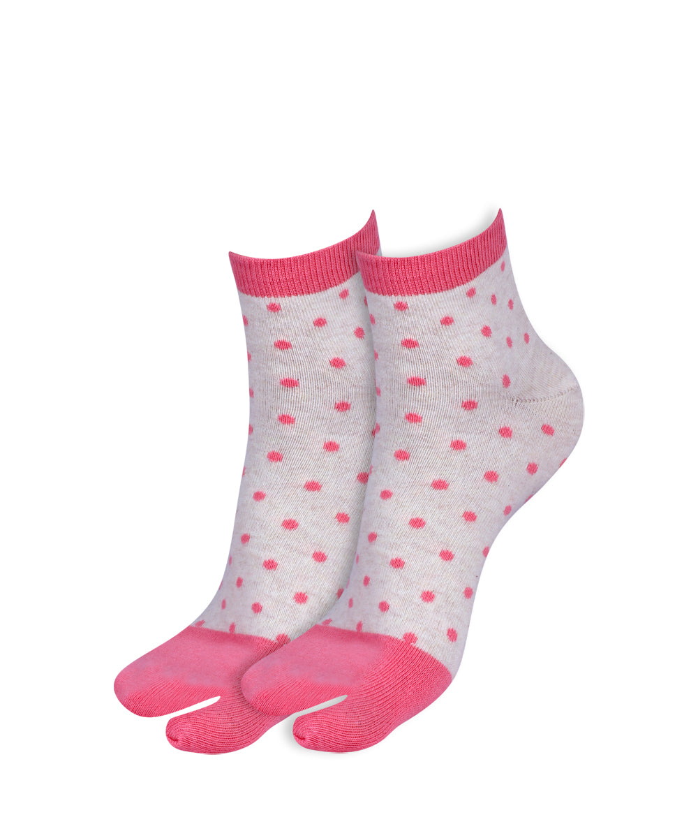 2pk Polka & Self Design Angutha Socks