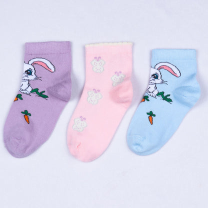 3pk Kids' Cartoon Design Socks