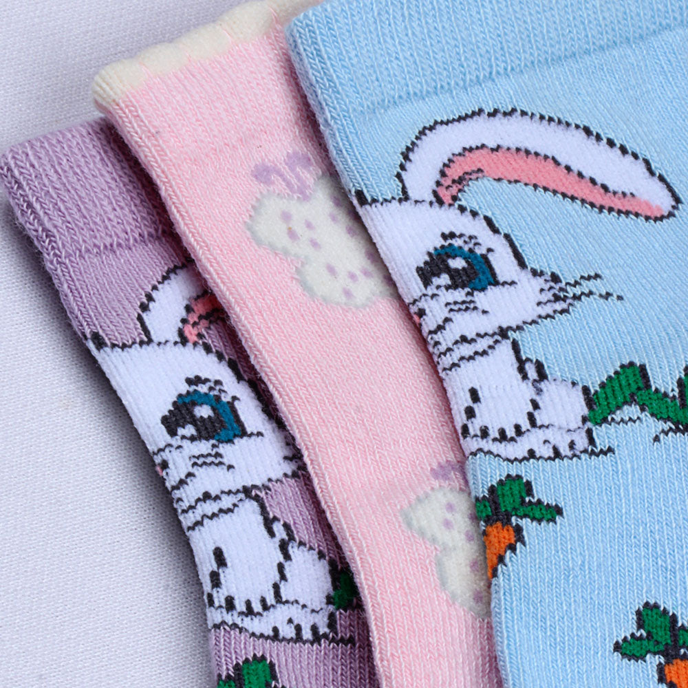 3pk Kids' Cartoon Design Socks