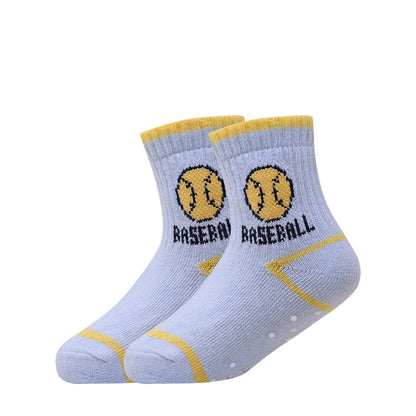 3 Pk Kids Sports Crew Socks – Anti-Slip Cotton Athletic Socks