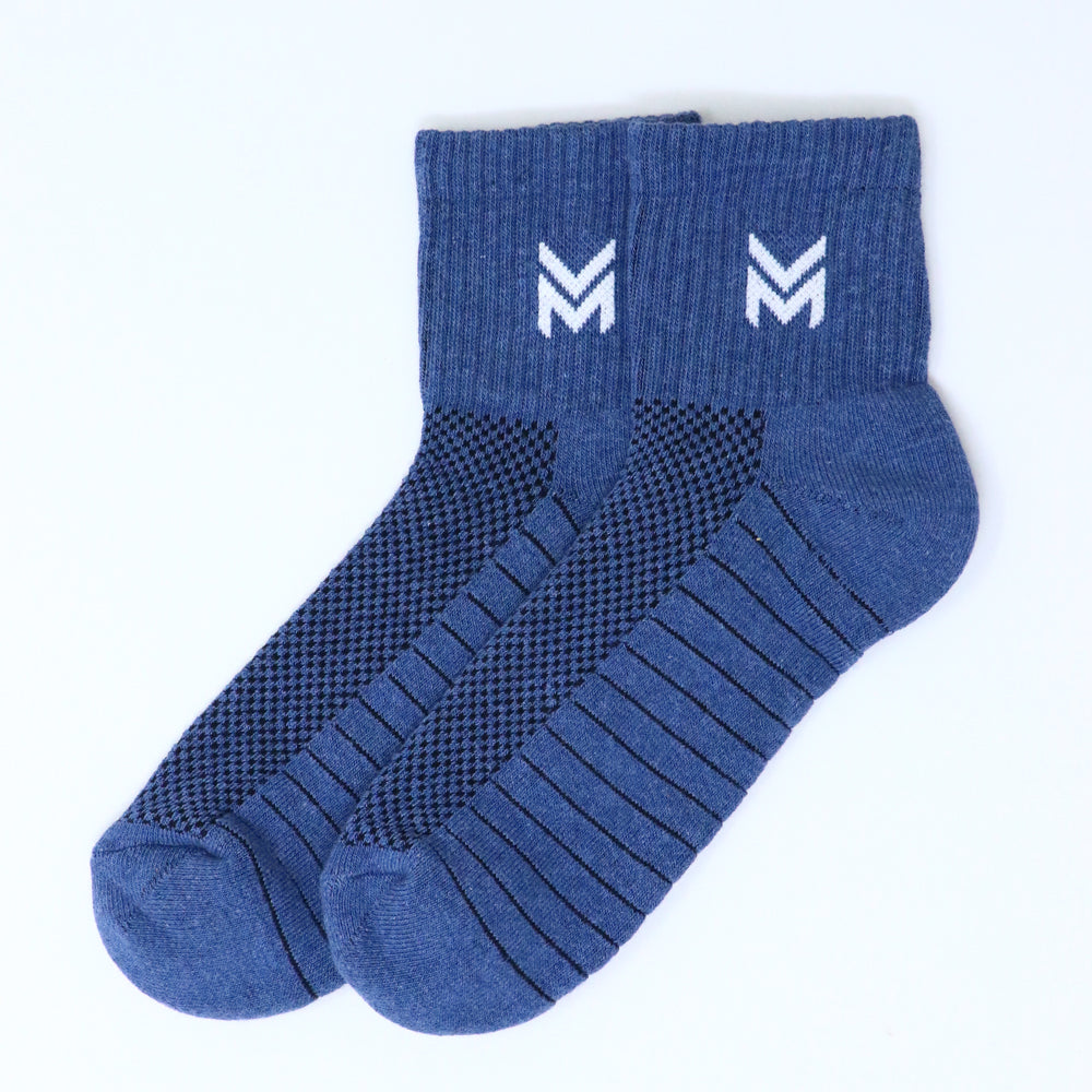 1 Pk Mustang Men’s Sports Socks – Dark Blue Cushioned Athletic Socks