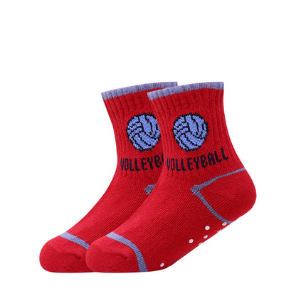 3 Pk Kids Sports Crew Socks – Anti-Slip Cotton Athletic Socks
