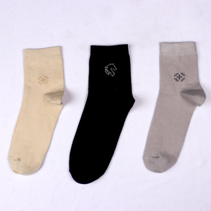 3 Pk Men's Premium Cotton Blend Solid Colour Socks