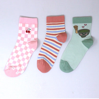 3 Pk Girls Cute Character & Pattern Crew Socks
