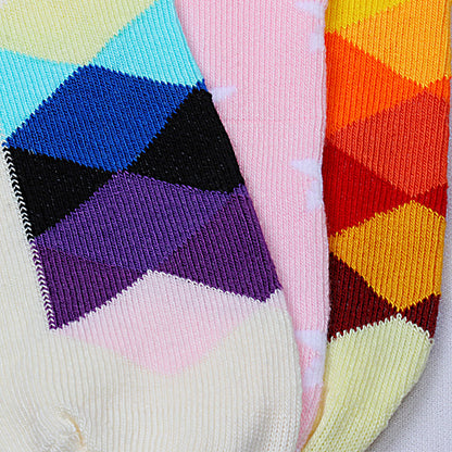 3pk Kids’ Colorful Geometric & Pastel Ankle Socks