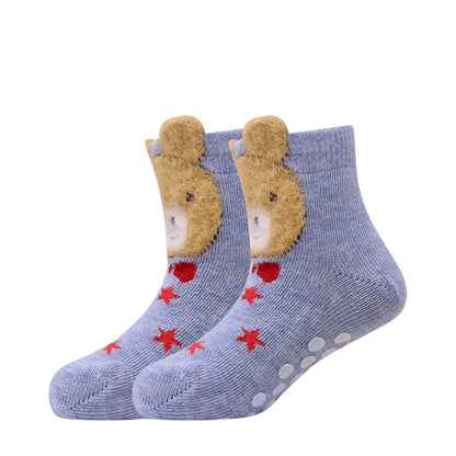 3 Pk Kids Cartoon Crew Socks – Soft Anti-Slip Cotton Socks