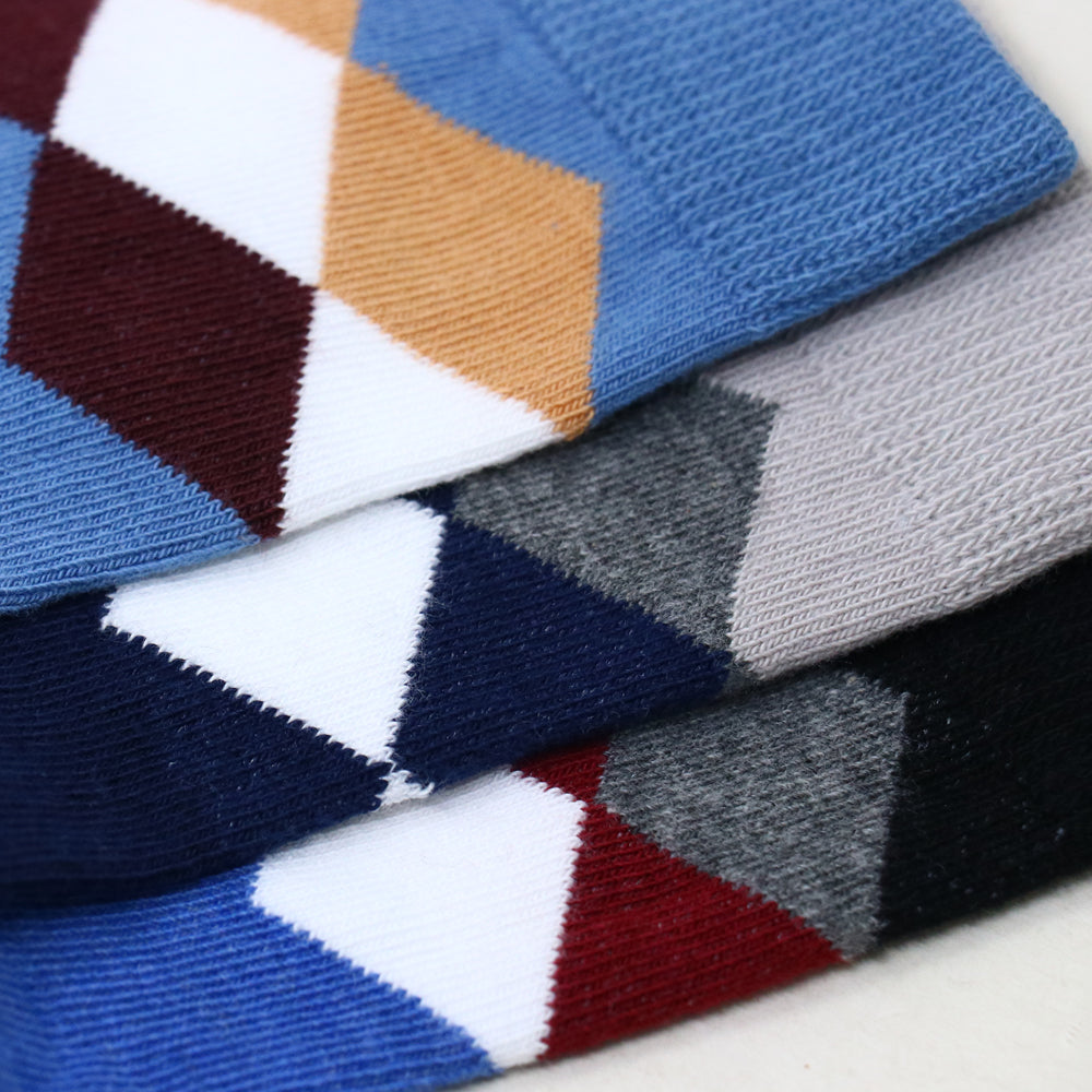 3 Pk Men’s Cotton Rich Argyle Pattern Crew Length Socks