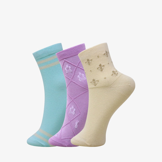 3 Pk Women's Fashion Crew Socks Soft Cotton Blend Breathable Casual Socks