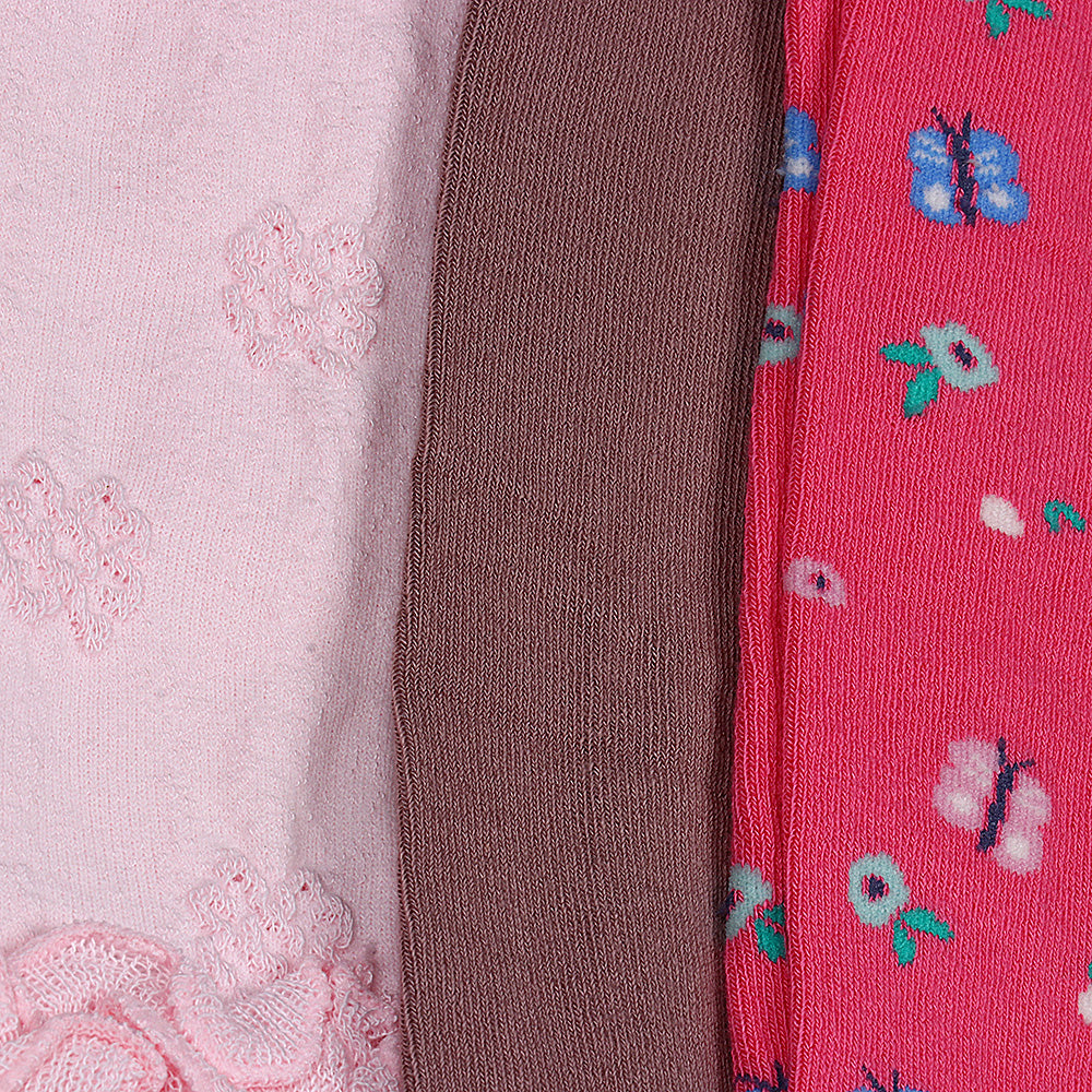 3 Pk Girls Cotton Full-Length Tights