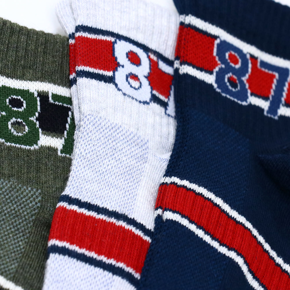 3 Pk Men’s 87 Graphic Crew-Length Sports Socks – Stylish Casual & Athletic Socks