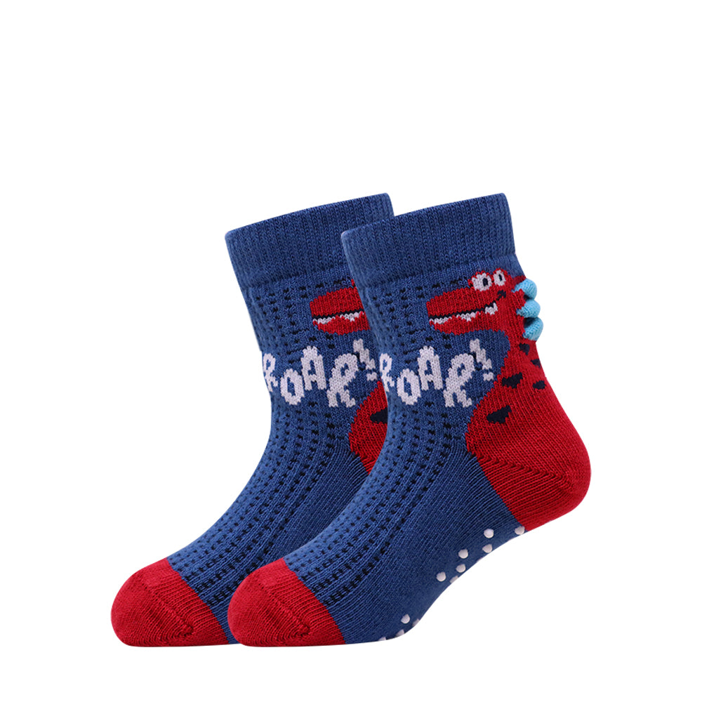 3 Pk Kids Cartoon Crew Socks – Soft Anti-Slip Cotton Socks