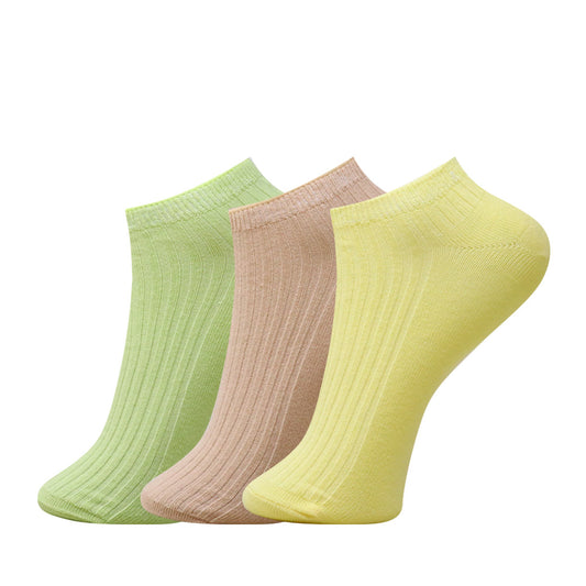 3 Pk Mustang Girls' Premium Cotton Ribbed No Show Socks