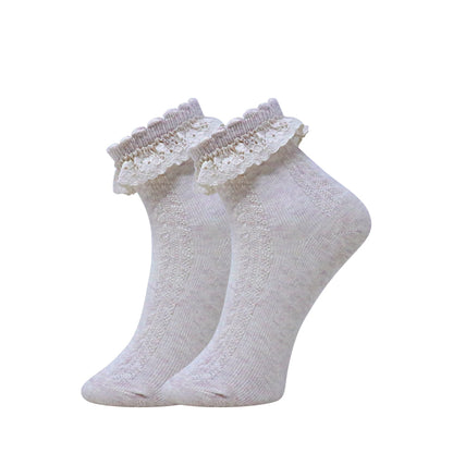 3pk Lace Ruffle Ankle Girls Socks