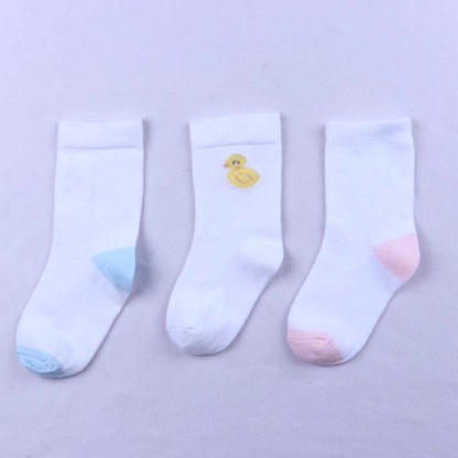 3pk Kids' Cute Duck Embroidered Socks