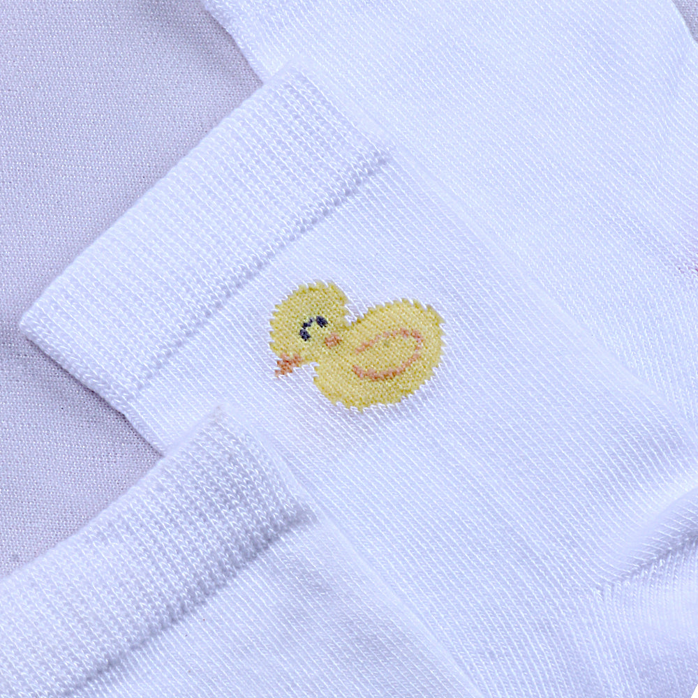 3pk Kids' Cute Duck Embroidered Socks