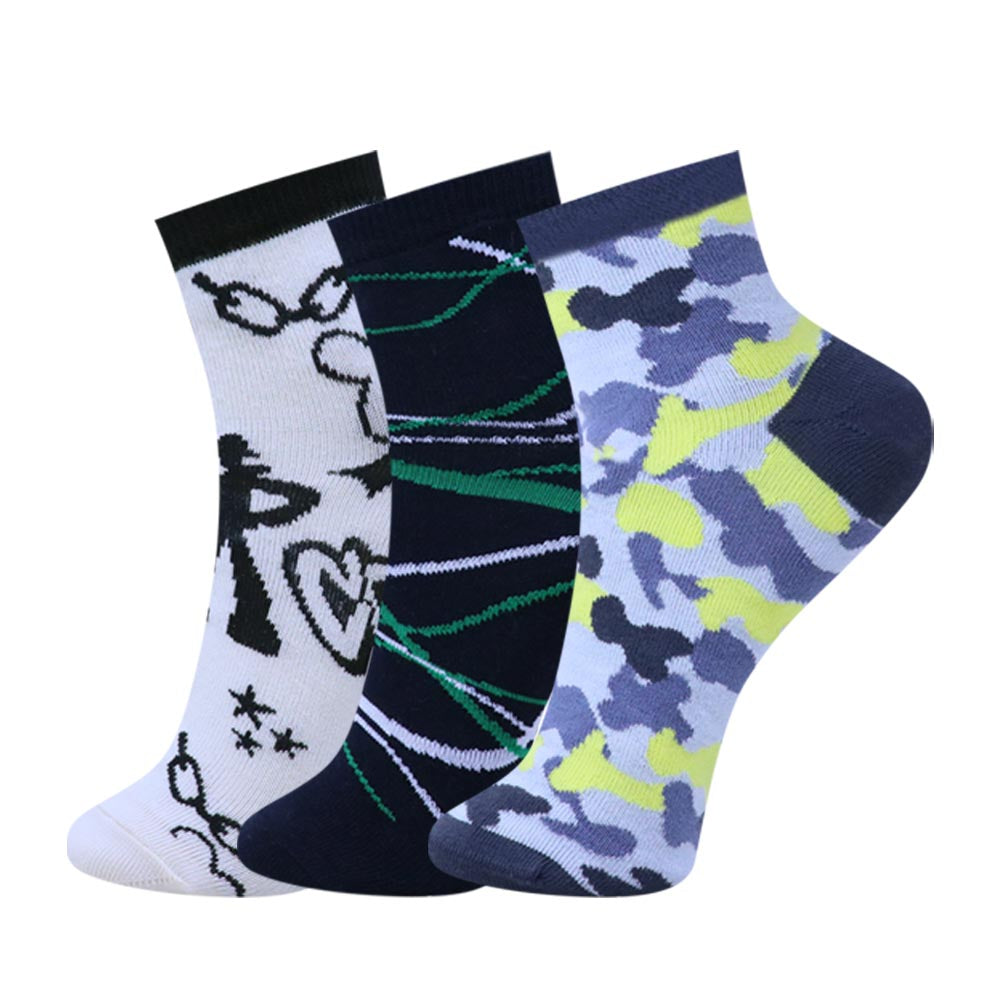 3pk Unisex Funky Printed Crew Socks