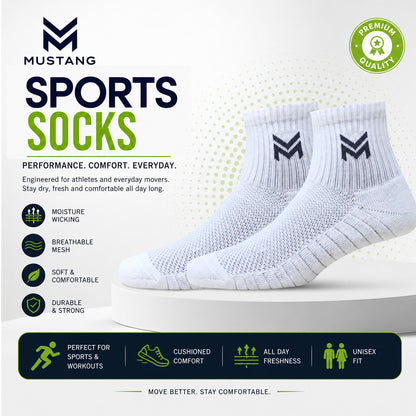1 Pk Mustang Unisex Sports Ankle Socks – Breathable Comfort Socks For Men