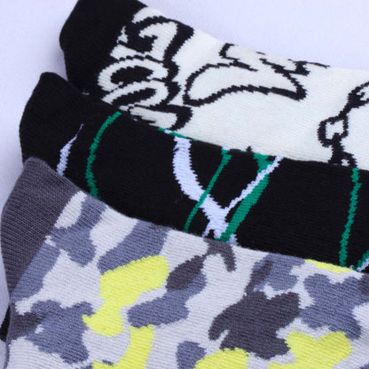 3pk Unisex Funky Printed Crew Socks