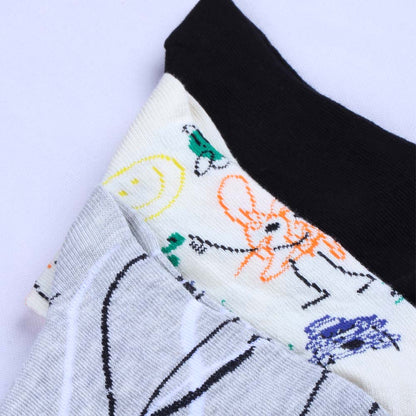 3pk Unisex Funky Printed Crew Socks