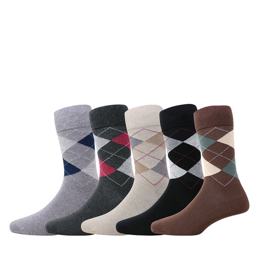 5 Pk Men's Classic Argyle Men’s Crew Socks