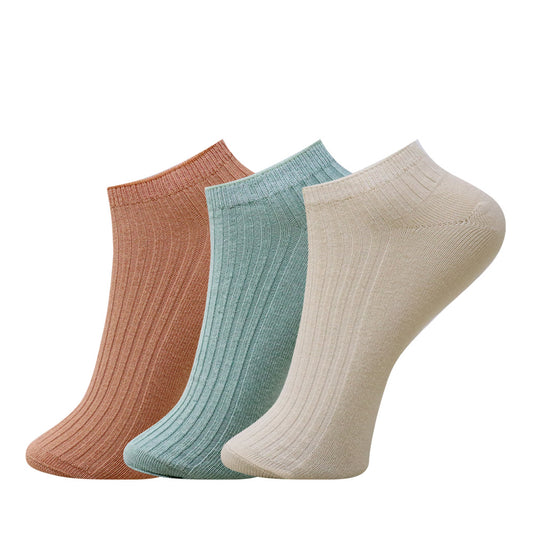 3 Pk Mustang Girls' Premium Cotton Ribbed No Show Socks