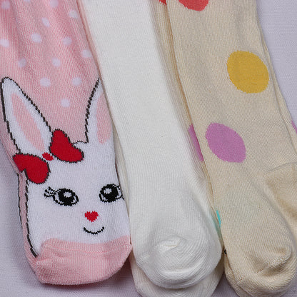 3 Pk Girls Comfortable Cotton Tights For School & Casual Wear
