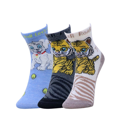 3pk Kids Animal Adventure Socks