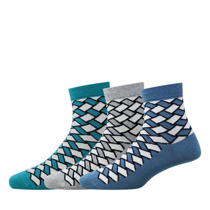 3 Pk Men's Geometric Pattern Crew-Length Socks