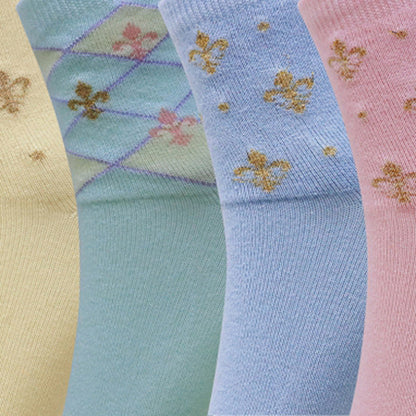 5 Pk Women’s Pastel Floral Print  Socks